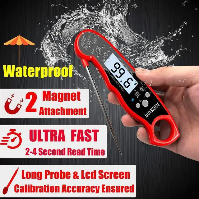 Alt view image 2 of 7 - Instant Read Digital Meat Thermometer (2 Pack) Waterproof Kitchen Cooking Food Thermometer with Probe Backlight & Calibration,Best Quick Grill Meat Probe for Grilling BBQ Smoker Chefs