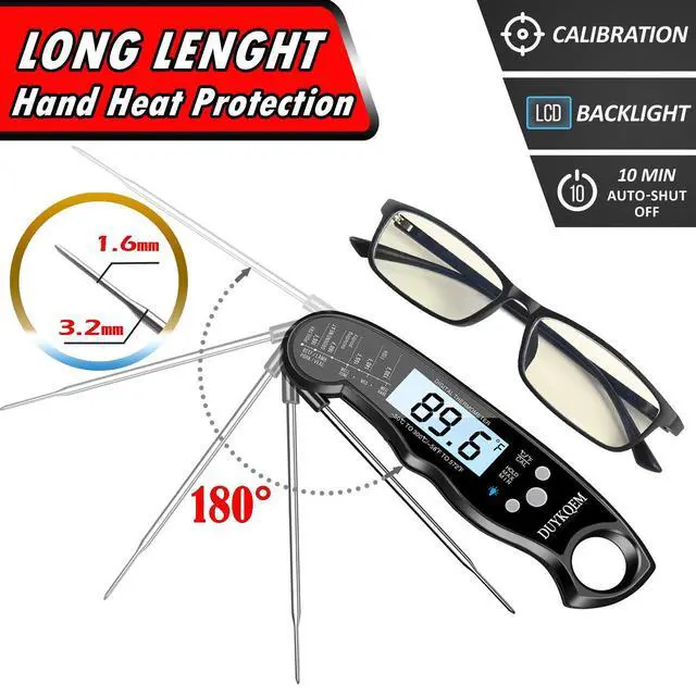 Alt view image 5 of 7 - Instant Read Digital Meat Thermometer (2 Pack) Waterproof Kitchen Cooking Food Thermometer with Probe Backlight & Calibration,Best Quick Grill Meat Probe for Grilling BBQ Smoker Chefs