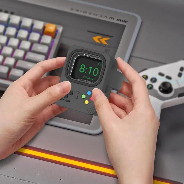 Alt view image 7 of 7 - iWatch Charger Holder Stand for Apple Watch Ultra 3 2 1, SE 3 2 1, Series 11 10 9 8 7 6 5 4 (49mm, 46mm, 45mm, 44mm, 42mm, 41mm, 40mm, 38mm), Stable Silicone Charging Dock