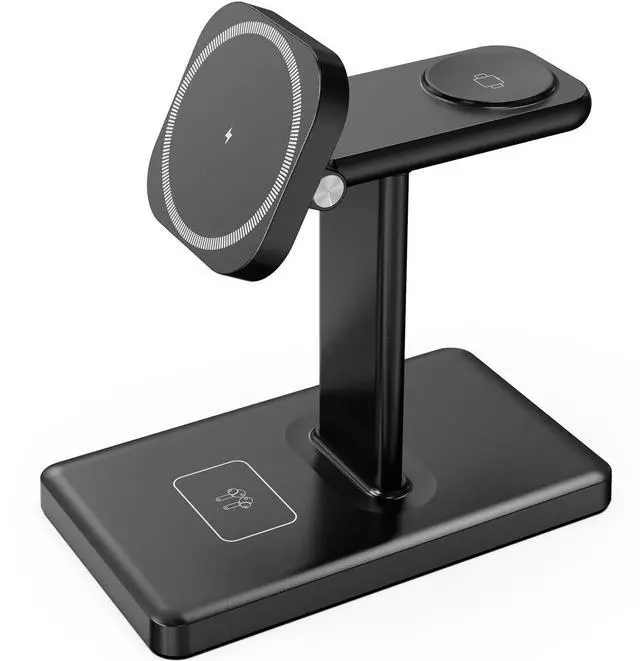 Alt view image 7 of 7 - 3 in 1 Magnetic Wireless Charging Station for iPhone 1217, Apple Watch & AirPods, 15W Fast Charging Stand for Desk & Bedside