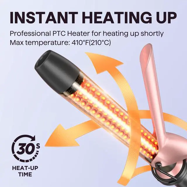 Alt view image 3 of 7 - 5 in 1 Curling Wand Set, Dual Voltage Curling Iron Set with 5 Interchangeable Barrels Included A Thermal Brush, A Hair Crimper and 3 Ceramic Curling Wands(0.5"-1.25"), Rose Pink