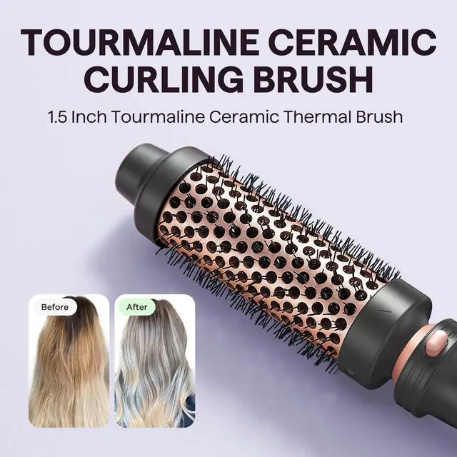 Alt view image 4 of 7 - 5 in 1 Curling Wand Set, Dual Voltage Curling Iron Set with 5 Interchangeable Barrels Included A Thermal Brush, A Hair Crimper and 3 Ceramic Curling Wands(0.5"-1.25"), Rose Pink