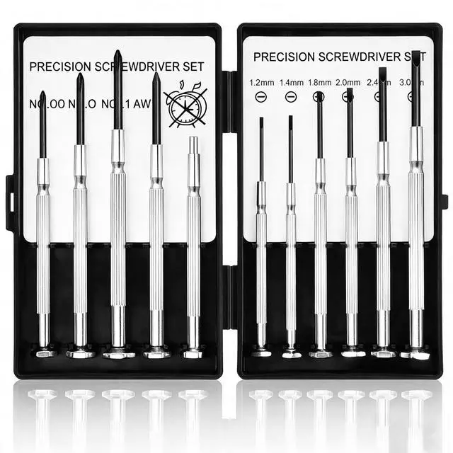 Main image of 11PCS Small Precision Screwdriver Set, Mini Screw Driver Set Kit, 6 Different Sizes of Flat Head Screwdrivers for Watch, Eyeglasses, Electronics, Repair Box