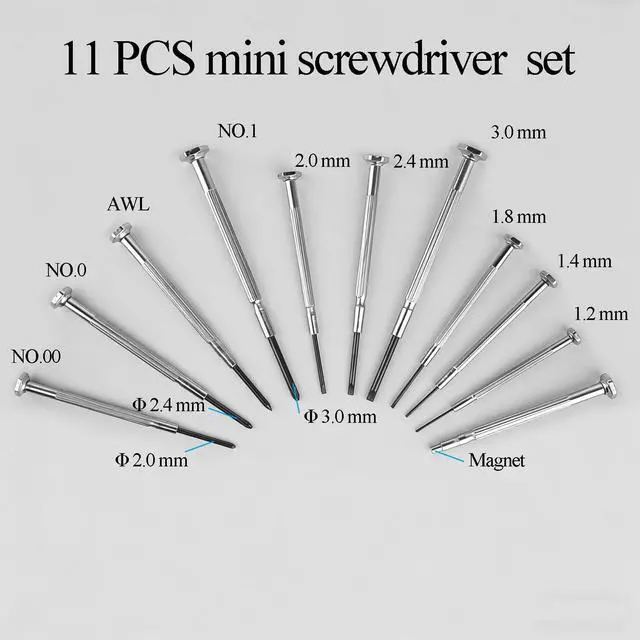 Alt view image 3 of 7 - 11PCS Small Precision Screwdriver Set, Mini Screw Driver Set Kit, 6 Different Sizes of Flat Head Screwdrivers for Watch, Eyeglasses, Electronics, Repair Box
