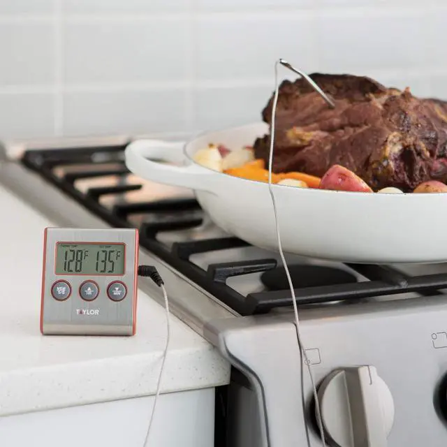 Alt view image 5 of 6 - Instant Read Wired Probe Digital Meat Food Grill BBQ Cooking Kitchen Thermometer with Timer Alarm, Red