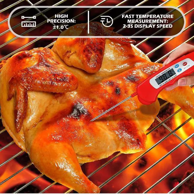 Alt view image 3 of 6 - 12 Pcs Digital Meat Thermometer with Probe Waterproof Instant Read Foldable Food Thermometer with Magnet for Kitchen Grilling Cooking Turkey Baking BBQ(Black, Red)