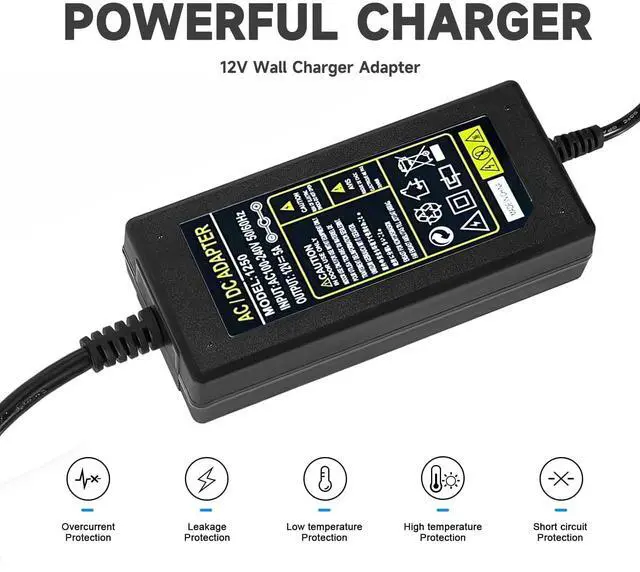 Alt view image 4 of 6 - Power Adapter 12V 5A 4A 3A 2.5A 2A 1A AC DC Power Supply Cord Cable 5.5x2.1mm for Sceptre EC Series Monitor,ONN,AOC,Dell,Webcam, Router, Projector, CCTV, Speakers & More 12v 5a Monitor Charger