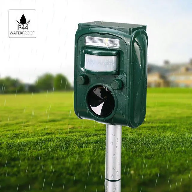 Alt view image 5 of 7 - Solar Ultrasonic Animal Repeller, Cat Repellent, Motion Detection, Siren and Flash Repel. Dog, Squirrel, Deer, Raccoon, Skunk, Rabbit, Fox, etc