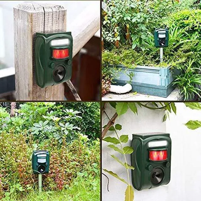 Alt view image 6 of 7 - Solar Ultrasonic Animal Repeller, Cat Repellent, Motion Detection, Siren and Flash Repel. Dog, Squirrel, Deer, Raccoon, Skunk, Rabbit, Fox, etc