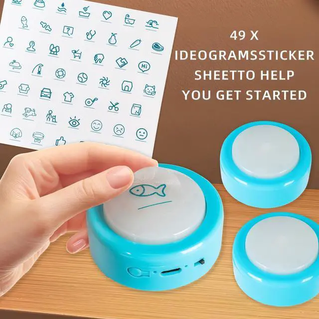 Alt view image 5 of 7 - Dog Buttons for Communication 6 Pack Rechargeable Dog Talking Buttons Starter Kit with Non-Slip Mat, High-Sensitivity & 24s Voice Recording 49 Stickers Pet Training Buttons for Dogs & Cats