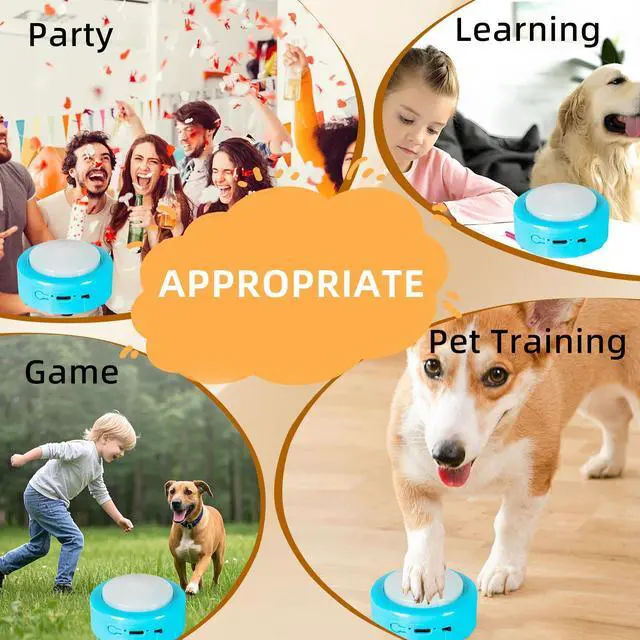 Alt view image 7 of 7 - Dog Buttons for Communication 6 Pack Rechargeable Dog Talking Buttons Starter Kit with Non-Slip Mat, High-Sensitivity & 24s Voice Recording 49 Stickers Pet Training Buttons for Dogs & Cats