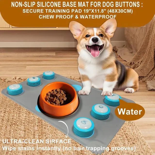 Alt view image 6 of 7 - Dog Buttons for Communication 6 Pack Rechargeable Dog Talking Buttons Starter Kit with Non-Slip Mat, High-Sensitivity & 24s Voice Recording 49 Stickers Pet Training Buttons for Dogs & Cats