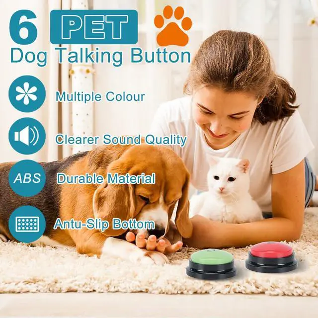 Alt view image 2 of 7 - 6 Pcs Dog Talking Button Set, Dog Buttons for Communication 30s Voice Recording Speaking Button Pet Speech Training Buzzers with 30 Scene Stickers and Waterproof Anti-Slip Mat for Animal Training