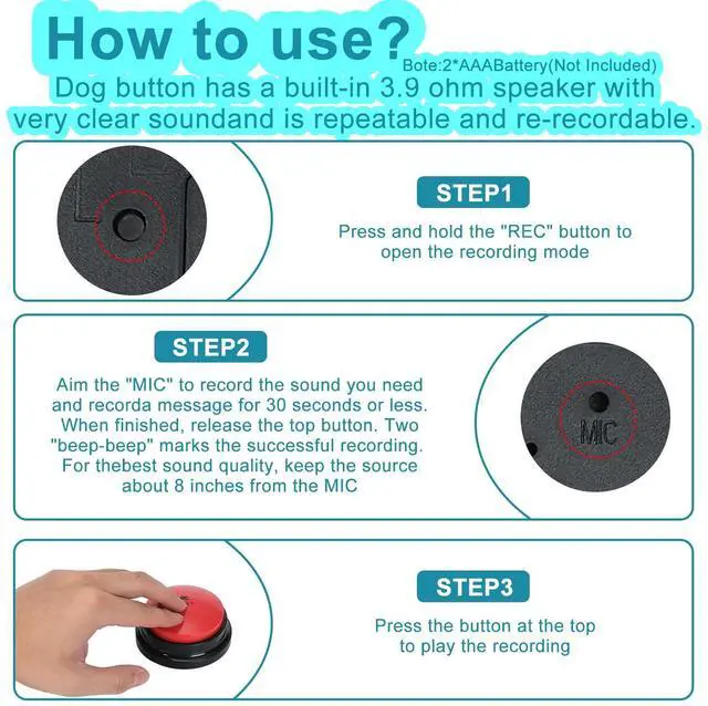 Alt view image 7 of 7 - 6 Pcs Dog Talking Button Set, Dog Buttons for Communication 30s Voice Recording Speaking Button Pet Speech Training Buzzers with 30 Scene Stickers and Waterproof Anti-Slip Mat for Animal Training