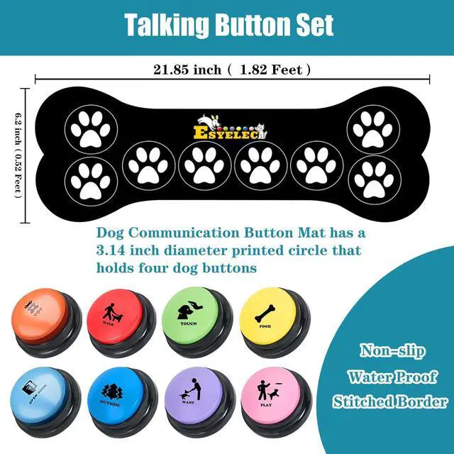 Alt view image 4 of 7 - Dog Buttons for Communication Starter Pack 8 Dog Talking Button Set, 30s Voice Recording Speaking Button Pet Speech Training Buzzers with 30 Scene Stickers and Dog Button Mat for Animal Training