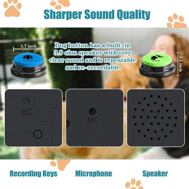 Alt view image 6 of 7 - Dog Buttons for Communication Starter Pack 8 Dog Talking Button Set, 30s Voice Recording Speaking Button Pet Speech Training Buzzers with 30 Scene Stickers and Dog Button Mat for Animal Training