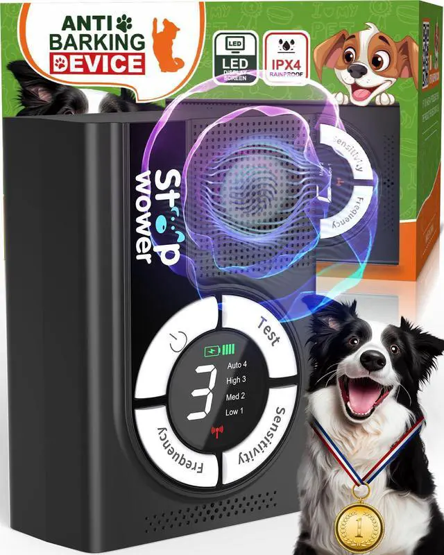 Main image of 1500mAh Rechargeable Dog Bark Deterrent Devices Indoor & Outdoor, Anti Barking Device for Dogs up to 50ft Range, 9 Modes Ultrasonic Dog Bark Deterrent for Humane Dog Barking Control