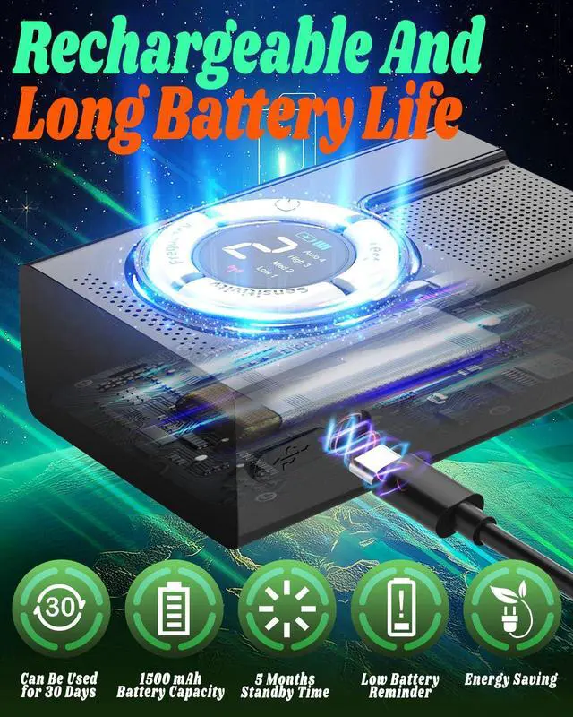 Alt view image 2 of 7 - 1500mAh Rechargeable Dog Bark Deterrent Devices Indoor & Outdoor, Anti Barking Device for Dogs up to 50ft Range, 9 Modes Ultrasonic Dog Bark Deterrent for Humane Dog Barking Control