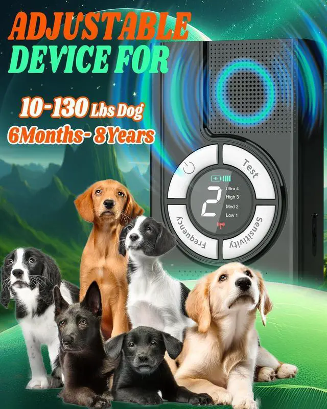 Alt view image 6 of 7 - 1500mAh Rechargeable Dog Bark Deterrent Devices Indoor & Outdoor, Anti Barking Device for Dogs up to 50ft Range, 9 Modes Ultrasonic Dog Bark Deterrent for Humane Dog Barking Control