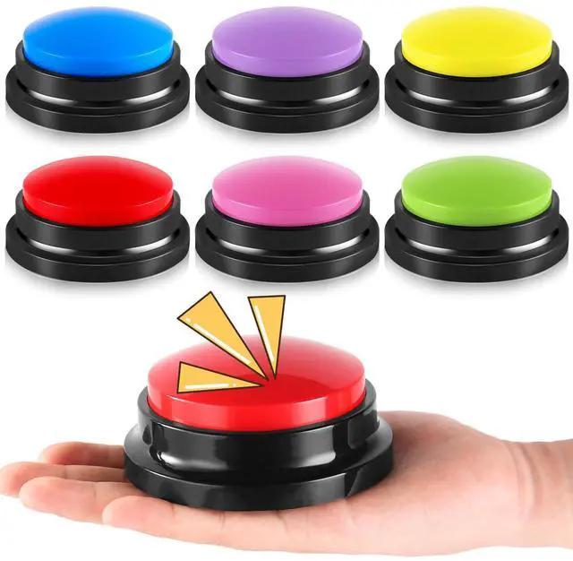 Main image of 6 Pieces Recordable Answer Buzzers Button Answer Buzzers Game Show Buzzer Recordable Button Classroom Buzzers Perfect for Study Office Home and Pet Buttons Training Toy