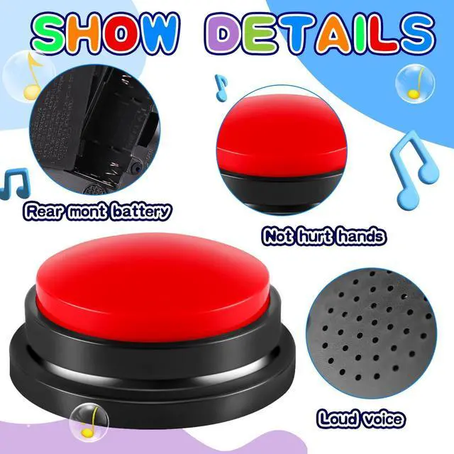 Alt view image 2 of 7 - 6 Pieces Recordable Answer Buzzers Button Answer Buzzers Game Show Buzzer Recordable Button Classroom Buzzers Perfect for Study Office Home and Pet Buttons Training Toy