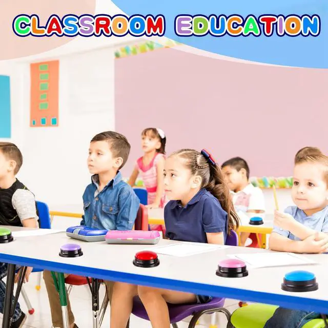 Alt view image 3 of 7 - 6 Pieces Recordable Answer Buzzers Button Answer Buzzers Game Show Buzzer Recordable Button Classroom Buzzers Perfect for Study Office Home and Pet Buttons Training Toy