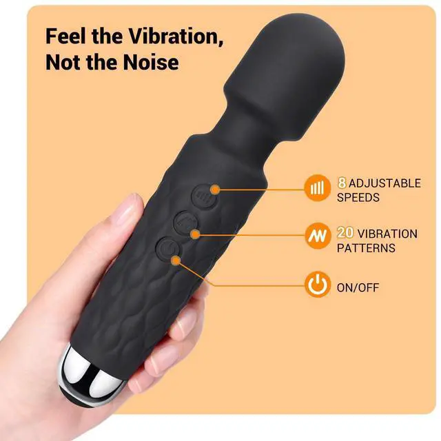 Alt view image 2 of 6 - Tokomes Power Wand Massager, Wireless Waterproof USB Rechargeable Massage with 8 Powerful Speeds 20 Modes Vibration,Mini Frequency for Muscle Aches & Sports Recovery