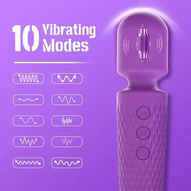 Alt view image 2 of 7 - Handheld Electric Back Massager Mini Waterproof 10 Vibration Modes Portable Cordless Waterproof Muscle Massager Pain Relief Deep Relaxation (Purple)