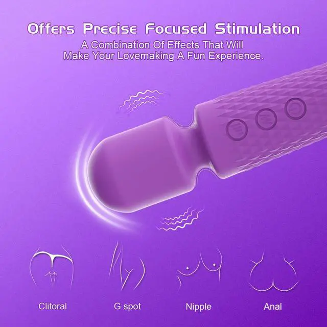 Alt view image 3 of 7 - Handheld Electric Back Massager Mini Waterproof 10 Vibration Modes Portable Cordless Waterproof Muscle Massager Pain Relief Deep Relaxation (Purple)