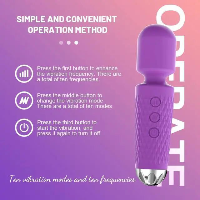 Alt view image 5 of 7 - Handheld Electric Back Massager Mini Waterproof 10 Vibration Modes Portable Cordless Waterproof Muscle Massager Pain Relief Deep Relaxation (Purple)