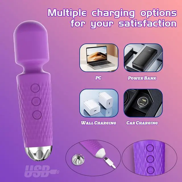 Alt view image 6 of 7 - Handheld Electric Back Massager Mini Waterproof 10 Vibration Modes Portable Cordless Waterproof Muscle Massager Pain Relief Deep Relaxation (Purple)
