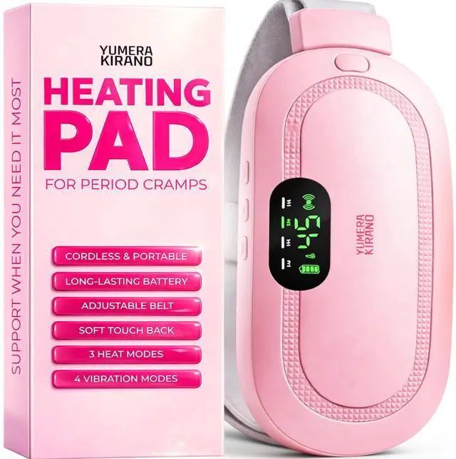 Main image of Heating Pad for Period Cramps FSA-HSA Eligible Cordless Portable Electric Wearable Heating Belt with Massage USB Rechargeable Heat Wrap for Menstrual Pain Relief, Back, Abdomen, PMS