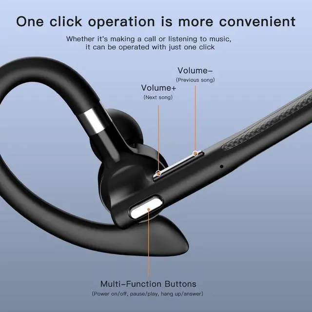 Alt view image 6 of 7 - Wireless Business Bluetooth Earpiec Headset with 500mAh Charging Case Hands Free Noise Canceling Headphones with Dual-Mic for Computer Cell Phones Trucker Driving Home Office Work