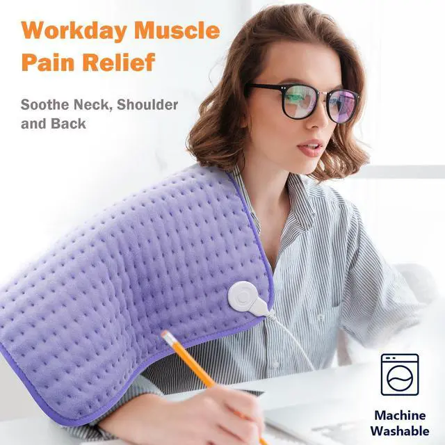 Alt view image 5 of 7 - Ultra-Wide Microplush Heating Pad - 20"x24" Electric Heating Pad for Back, Neck, Shoulder Pain and Cramps - Moist Heat Option, Machine Washable, Auto-Off - Gifts for Women, Mom, Grandma, Wife