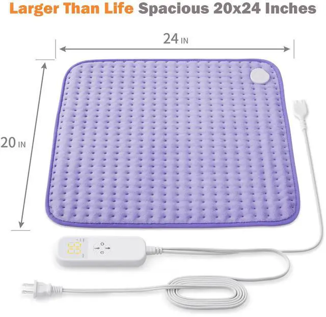 Alt view image 6 of 7 - Ultra-Wide Microplush Heating Pad - 20"x24" Electric Heating Pad for Back, Neck, Shoulder Pain and Cramps - Moist Heat Option, Machine Washable, Auto-Off - Gifts for Women, Mom, Grandma, Wife