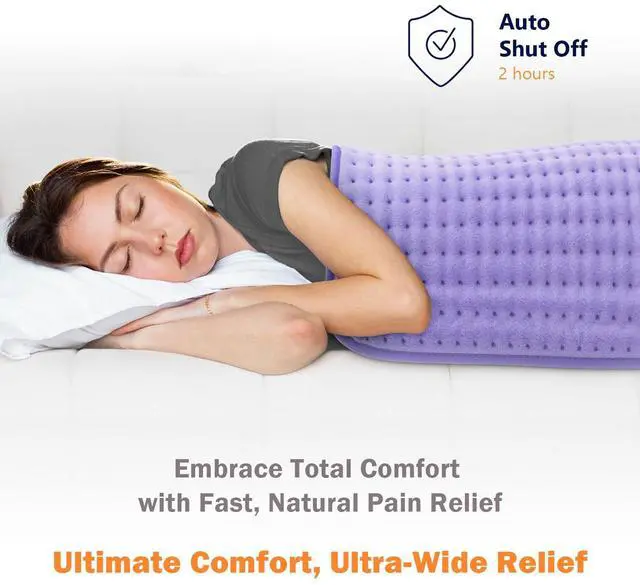 Alt view image 3 of 7 - Ultra-Wide Microplush Heating Pad - 20"x24" Electric Heating Pad for Back, Neck, Shoulder Pain and Cramps - Moist Heat Option, Machine Washable, Auto-Off - Gifts for Women, Mom, Grandma, Wife