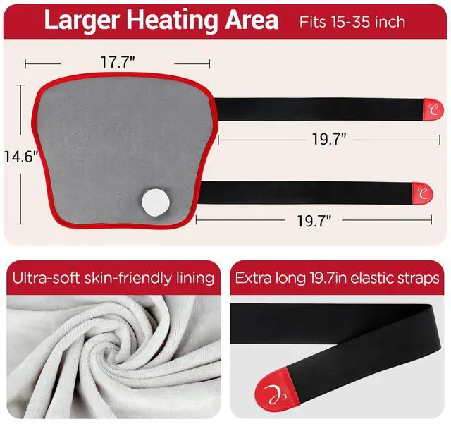 Alt view image 6 of 7 - Leg Heating Pad, FSA Eligible Items Only List Wearable Heat Pad for Leg and Calf, HSA Electric Heat Wrap for Thigh/Knee/Arm/Hamstring Soothing Warmth, Birthday Gifts for Mom/Women/Wife/Her