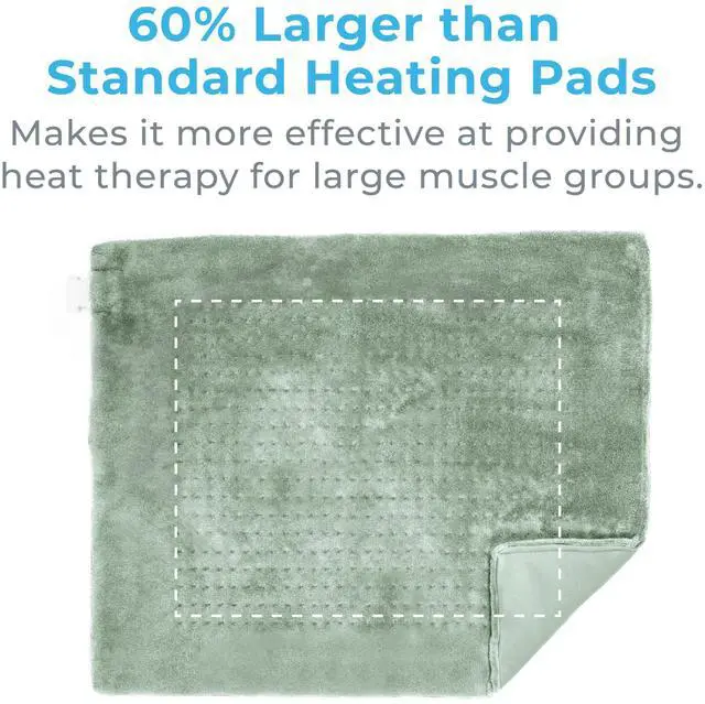 Alt view image 6 of 7 - WeightedWarmth Extra-Wide Weighted Heating Pad for Cramps, Back, & Shoulder Joint Relief, 3.5 lbs, 6 Heat Settings, Microplush, Machine Washable, 2 Hr Auto Shut-Off, 20x24 (Jade)