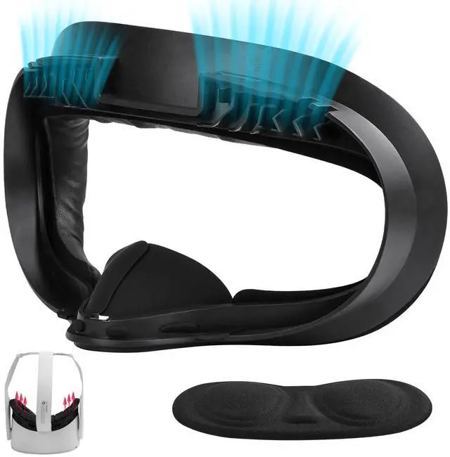 Main image of VR Facial Interface and Foam Replacement Set for Oculus Meta Quest 2 | Removable Facial Interface Frame & Foam Face Covers Replacement & Anti-Leakage Nose Pad & Lens Cover