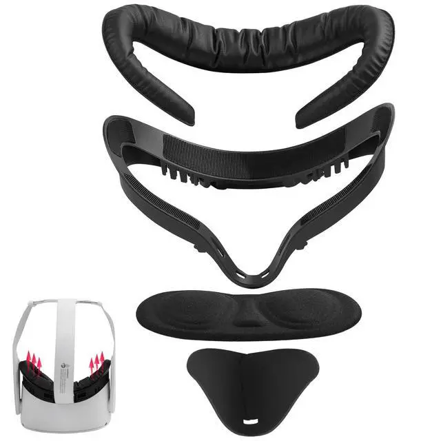 Alt view image 2 of 7 - VR Facial Interface and Foam Replacement Set for Oculus Meta Quest 2 | Removable Facial Interface Frame & Foam Face Covers Replacement & Anti-Leakage Nose Pad & Lens Cover