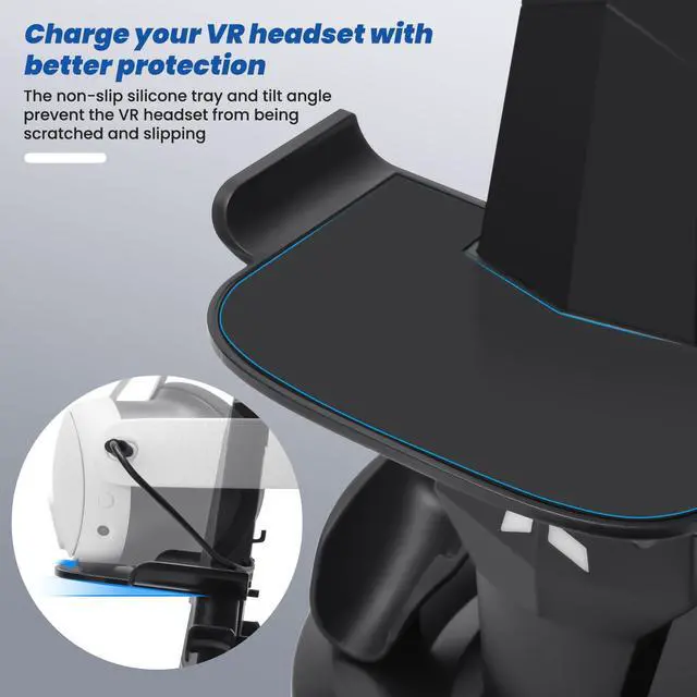 Alt view image 5 of 7 - VR Charging Dock for Meta Quest 3S/3/2, Vertical Storage Stand Charging Station, Fast Charging Headset with Type C Cable, VR Accessories