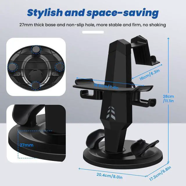 Alt view image 7 of 7 - VR Charging Dock for Meta Quest 3S/3/2, Vertical Storage Stand Charging Station, Fast Charging Headset with Type C Cable, VR Accessories
