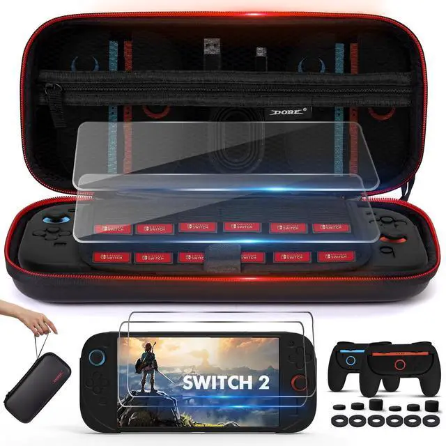 Main image of 18-in-1 Accessories Bundle Compatible with Nintendo Switch 2, Carry Case Set, Protection Bundle with 2X Comfort Grips, 6X Thumb Grip Caps, 6X Precision Rings, Silicone Cover & 2X Tempered Glass
