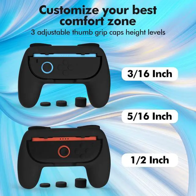 Alt view image 6 of 7 - 18-in-1 Accessories Bundle Compatible with Nintendo Switch 2, Carry Case Set, Protection Bundle with 2X Comfort Grips, 6X Thumb Grip Caps, 6X Precision Rings, Silicone Cover & 2X Tempered Glass