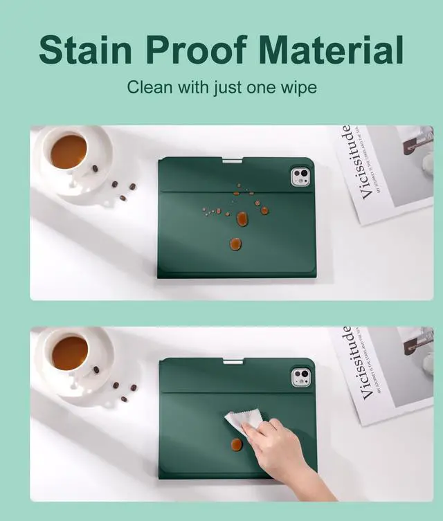 Alt view image 7 of 7 - for iPad Pro 11-inch Case with Keyboard (M5/M4) - Magnetic Wireless Detachable Keyboard with Multi-Touch Trackpad 7 Colors Backlit Stain Proof Folio Cover for Pro 11 Inch 2025 2024 - Pine Green