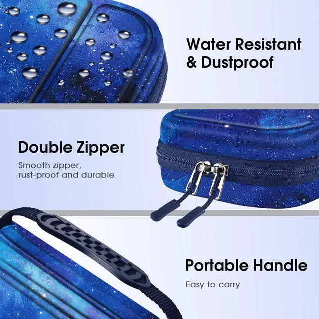 Alt view image 3 of 7 - Carrying Case for Nintendo Switch 2 (2025), Shockproof Hard Shell Switch 2 Case, Protective Cover Travel Bag with 19 Game Card & 2 Micro SD Card Slots & Inner Pocket, Starry Sky