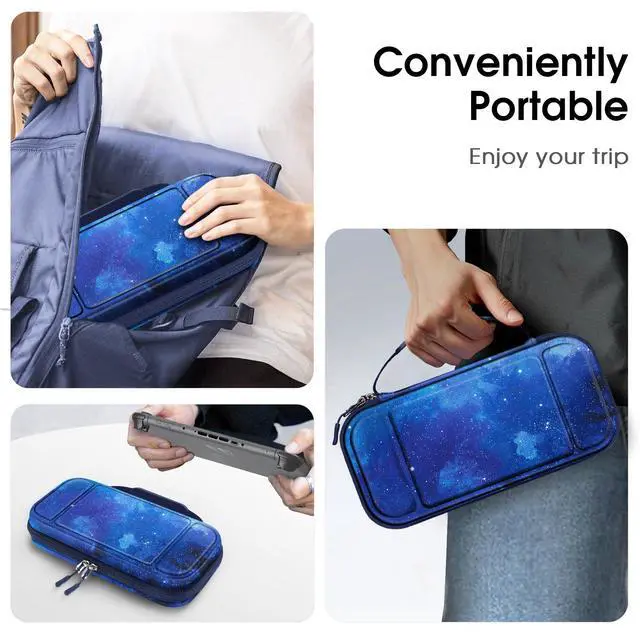 Alt view image 7 of 7 - Carrying Case for Nintendo Switch 2 (2025), Shockproof Hard Shell Switch 2 Case, Protective Cover Travel Bag with 19 Game Card & 2 Micro SD Card Slots & Inner Pocket, Starry Sky