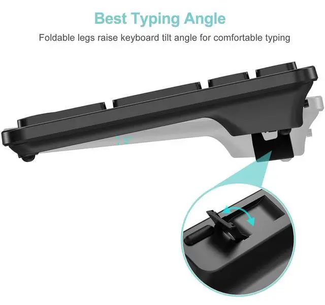 Alt view image 5 of 7 - 2.4G USB Wireless Keyboard Ultra Slim Full Size Keyboard with Numeric Keypad and Media Hotkey for Computer/Desktop/PC/Laptop/Surface/Smart TV and Windows 11/10