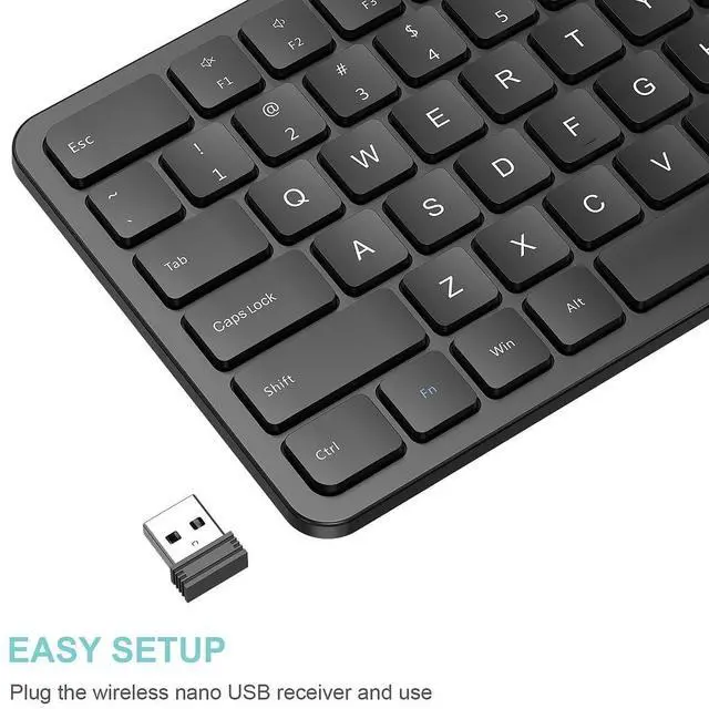 Alt view image 2 of 7 - 2.4G USB Wireless Keyboard Ultra Slim Full Size Keyboard with Numeric Keypad and Media Hotkey for Computer/Desktop/PC/Laptop/Surface/Smart TV and Windows 11/10