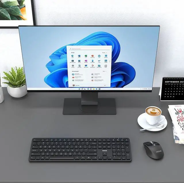 Alt view image 7 of 7 - 2.4G USB Wireless Keyboard Ultra Slim Full Size Keyboard with Numeric Keypad and Media Hotkey for Computer/Desktop/PC/Laptop/Surface/Smart TV and Windows 11/10